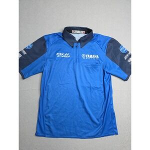 Outer Circle Motorsports Polo Shirt Men's Large Blue Yamaha Racing Quarter Zip